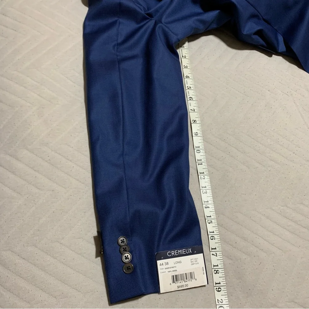 NWT Daniel Cremieux 2-Piece Navy‎ Blue 100% Wool Suit Size 44x38L Office Formal
